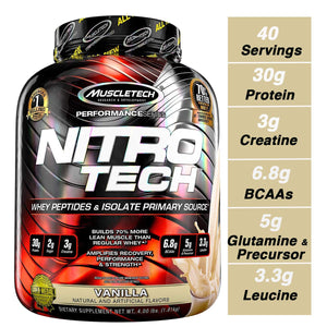 Muscletech Performance Series Nitrotech Whey Protein Peptides & Isolate - 4lb,1.81kg
