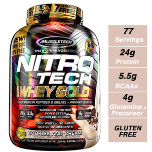 Muscletech Performance Series Nitrotech Whey Gold (Whey Protein Peptides & Isolate - 5.54lbs,2.51kg