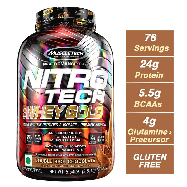Muscletech Performance Series Nitrotech Whey Gold (Whey Protein Peptides & Isolate - 5.54lbs,2.51kg
