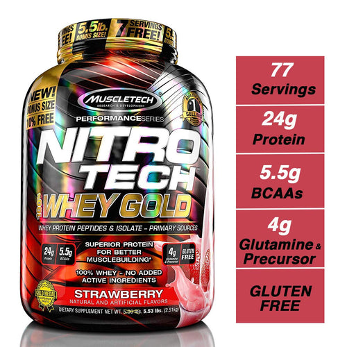 Muscletech Performance Series Nitrotech Whey Gold (Whey Protein Peptides & Isolate - 5.54lbs,2.51kg