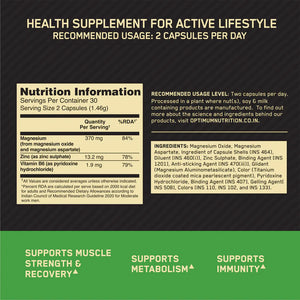 ON ZMA | Zinc Magnesium Aspartate (ZMA) - 60 Capsules