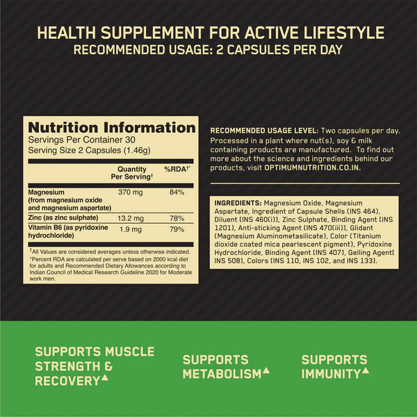 ON ZMA | Zinc Magnesium Aspartate (ZMA) - 60 Capsules